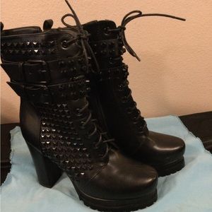 Black, studded platform boots